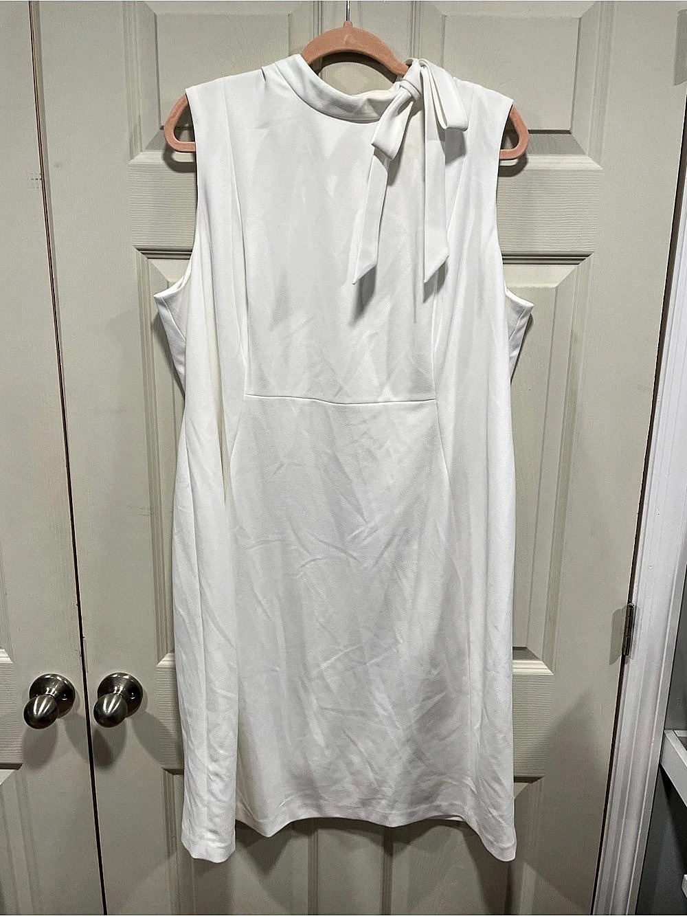 Calvin Klein Sleeveless Bow Neck Sheath Dress White Size 20w